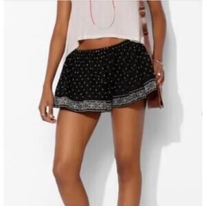 Ecote Starry Night Swing Short S Black Emboidered Pull On Elastic Waist Boho